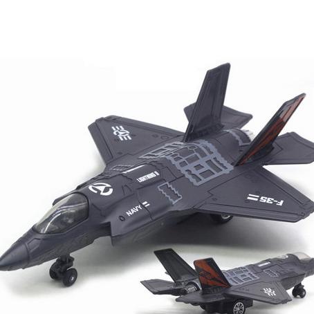 Mainan Miniatur Pesawat Tempur F 35 Diecast 22Cm Bahan Alloy