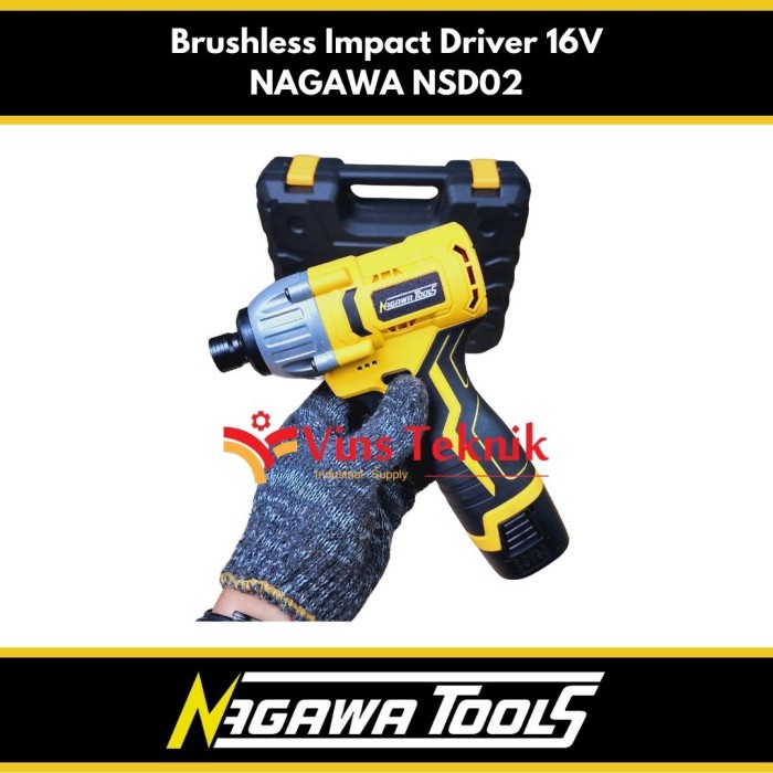 mesin bor obeng cordless impact drill screw driver 16V NAGAWA NSD 02