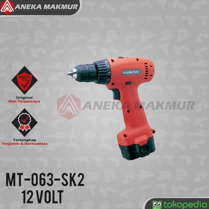 Maktec Mesin Bor Obeng Baterai Mt 063 Driver Drill Cordless 12V Terlariss 