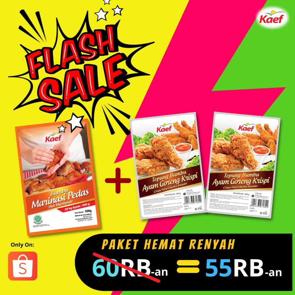 

Paket Hemat Renyah (Hot Marinade (1Pcs) + Tepung Bumbu Ayam Goreng Krispi (2Pcs))