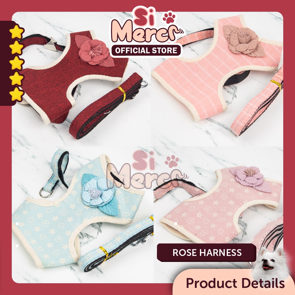 Rose Harness Baju Anjing Kucing/ Harness Anjing / Harness Anjing Kucing / Tali Anjing