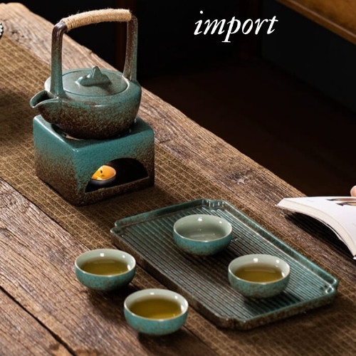 Chinese Tea Pot Teko Tea Set Cangkir Teko Keramik Hijau Bonus Tray Set