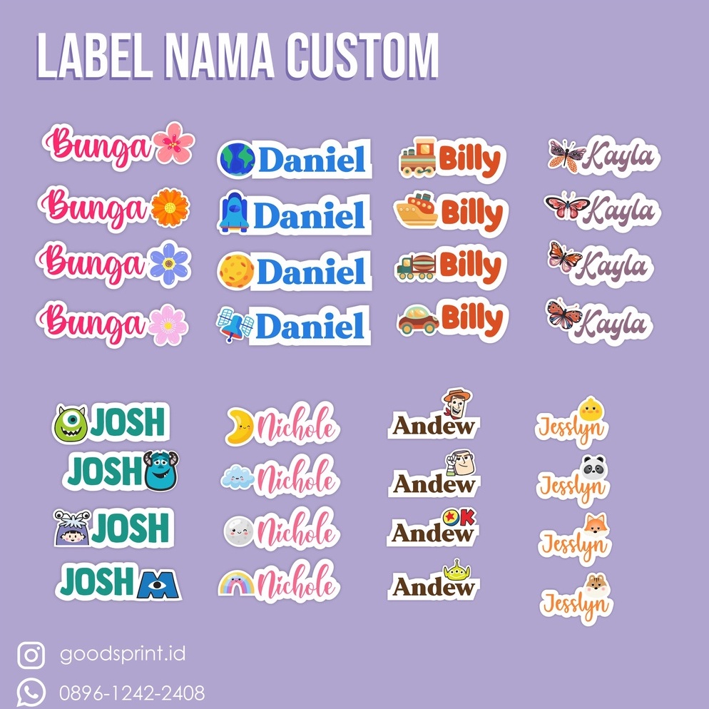 

Edisi Mewah STIKER LABEL NAMA ANAK CUSTOM WATERPROOF LABEL NAMA CUSTOM Out of Trend