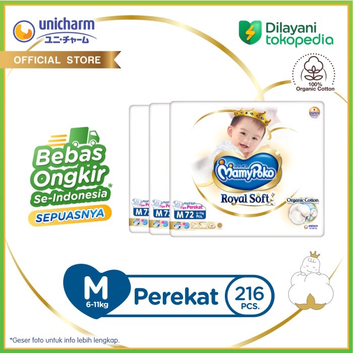 [TOKOCABANG] MAMYPOKO POPOK PEREKAT ROYAL SOFT - M 72 - KARTON ISI 3