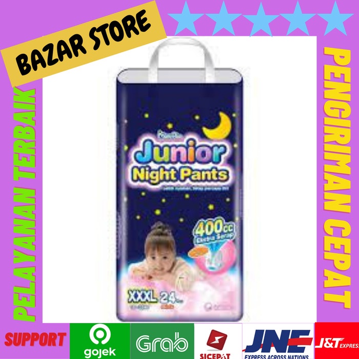 PEMPERS ANAK BAYI MAMY POKO PANTS JUNIOR NIGHT XXXL 24 GIRLS