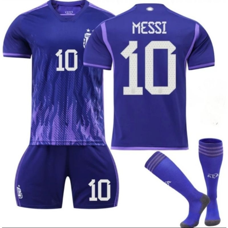 Jersey Baju Bola Anak Argentina Kids Jersey (Baju+Celana+Kaos Kaki)