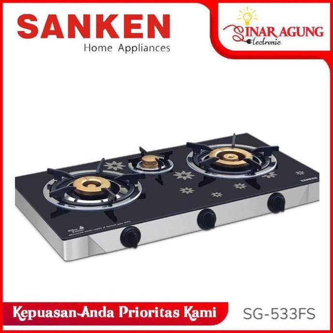 KOMPOR GAS 3 TUNGKU SANKEN SG-533FS / SG533FS 100% ORI
