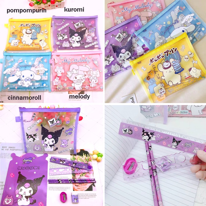 

Baru Set Tempat Pensil Alat Tulis Melody Kuromi Cinnamoroll Pompompurin _.