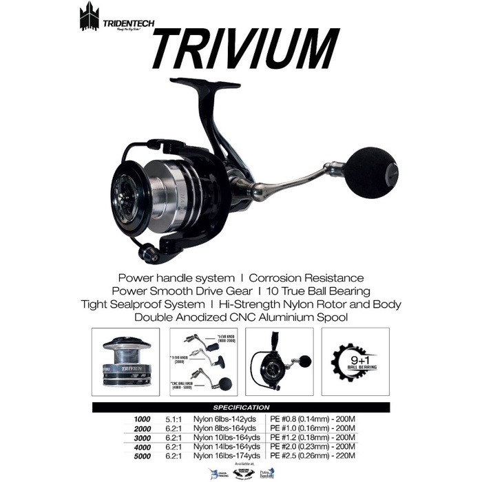 Terlaris Reel Spinning Tridentech Trivium 21 New Salt Water