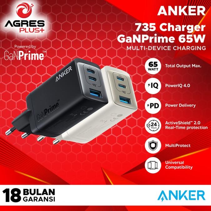 ANKER 735 GanPrime 65W Multi Charger Laptop PPS PD 3Port USB A/C A2668