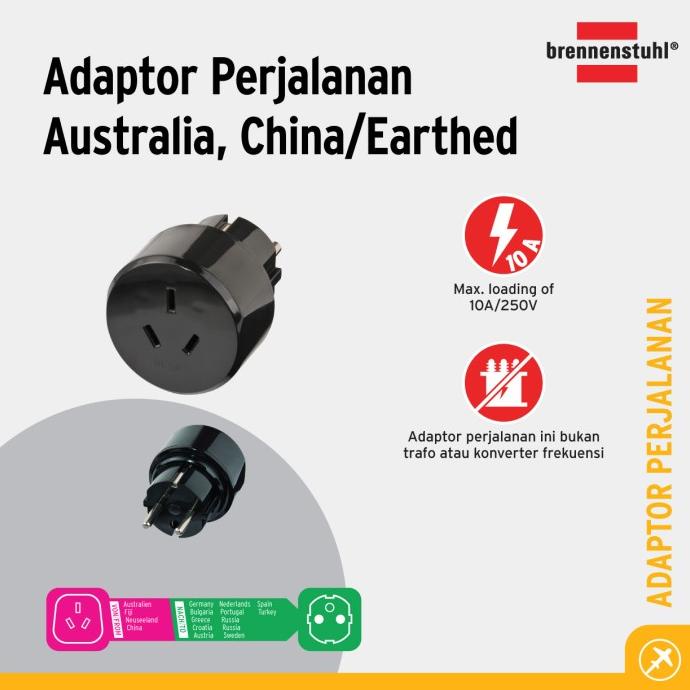 Brennenstuhl Travel Adaptor Australia/China to EU/Indonesia - 1508510