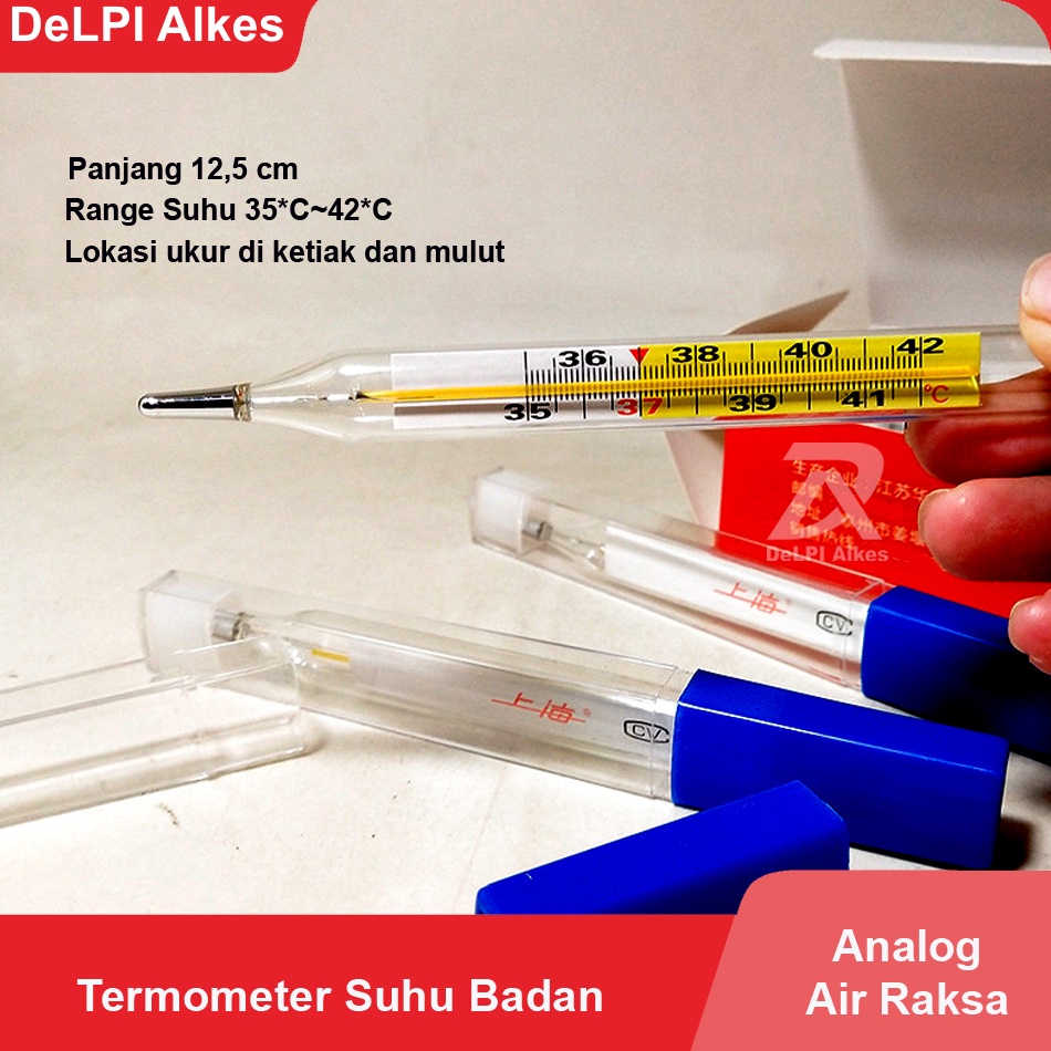 ➙Terlaris Termometer Suhu Badan Ketiak Thermometer Analog Air Raksa Kaca Pengganti Merk Lotus 048 ✪