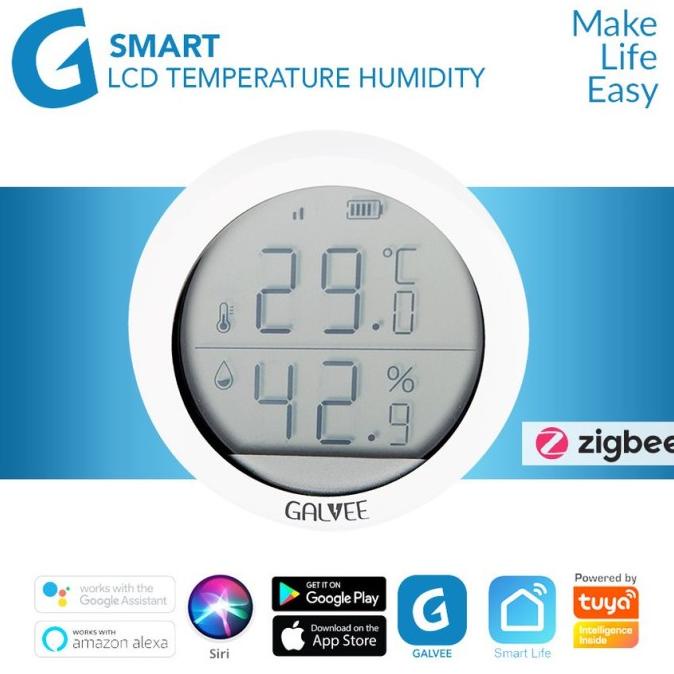 Galvee Smart Zigbee LCD Temperature Humidity Sensor Smart Home