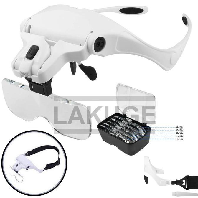 

Kacamata Pembesar 5x Magnifier 2 LED Head Illuminated Loupe Magnifier