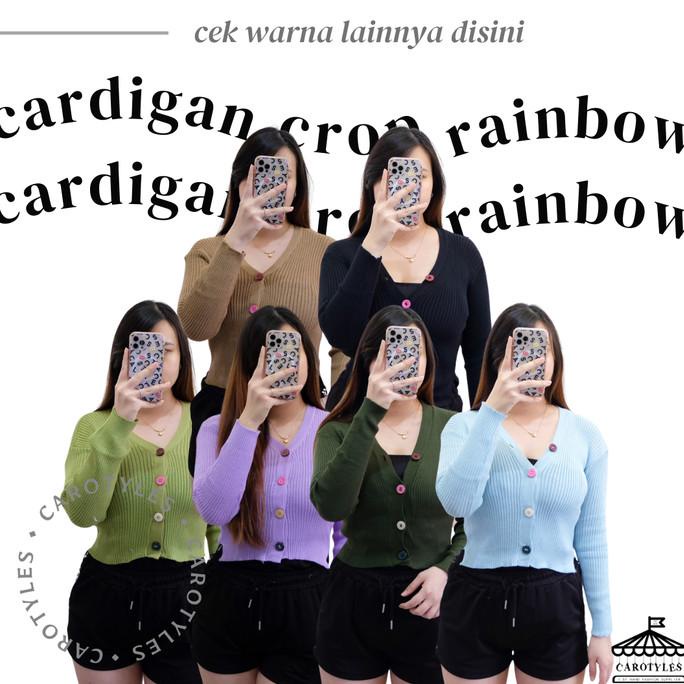 Cardigan Crop Rainbow Button Gardigan Kardigan Cardy Rajut Wanita