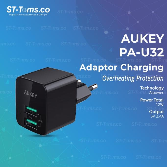 Aukey PA-U32 Adaptor Charger 2 Port 12W with AiQ - 500284