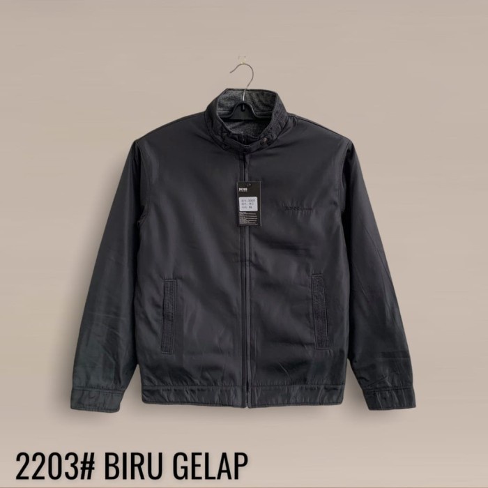 jaket pria Jaket Boss Clasic Pria l Laki Laki Dewasa Bolak Balik Original Terbaru - BIRU GELAP, XL B