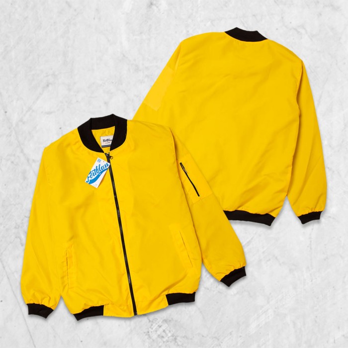 jaket pria FortKlass GAFI Jaket Bomber Polos Pria Waterproof Outwear Pria - Kuning, L(P6D5) pakaian 