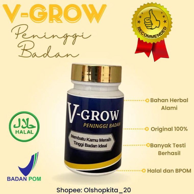 ⇍ V-Grow Kapsul Peninggi Badan Real Menambah Tinggi Badan 100% Original Bersertifikat Halal dan BPOM