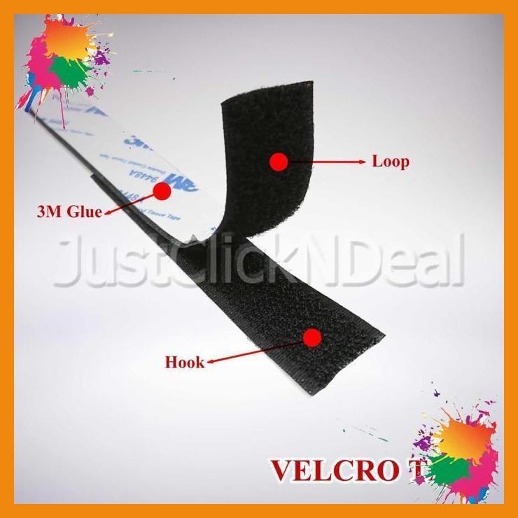 

int- perekat double tape velcro serbaguna 20 mm 1 meter hitam