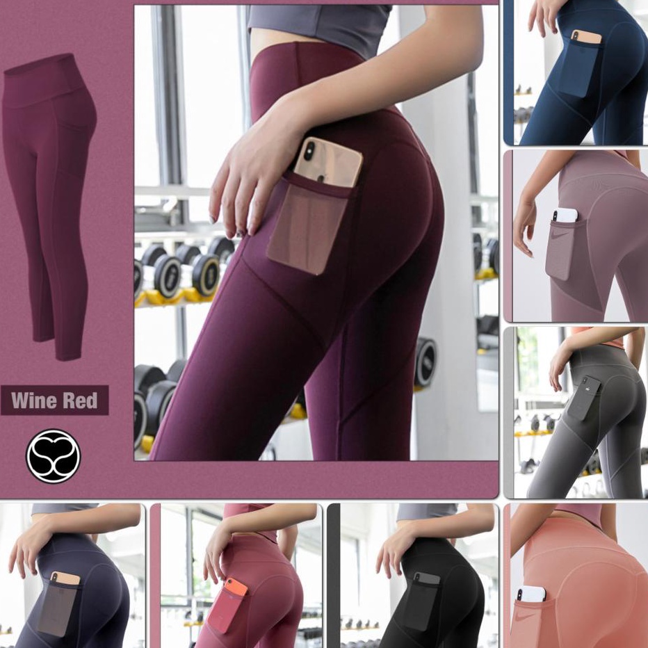 Beli Sekarang - SecondShape - Legging Yoga Mobile Pocket HP Celana Leging Olahraga Wanita Senam Zumb