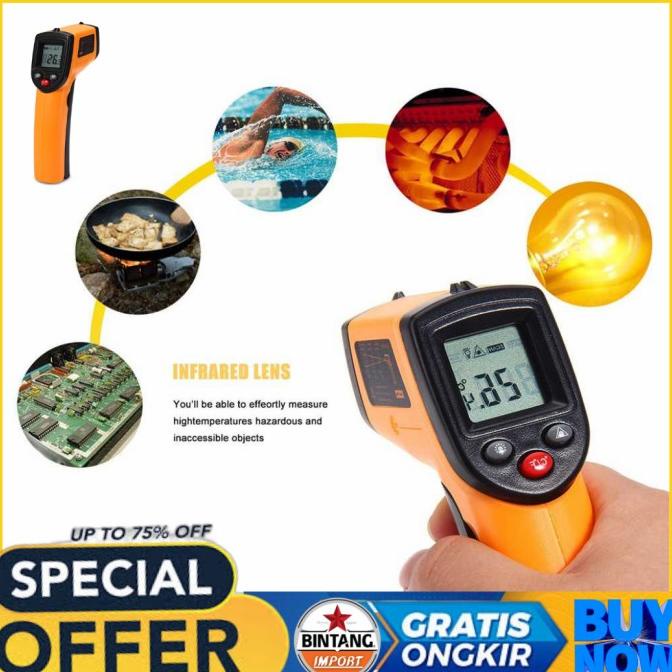 THERMOMETER Laser Infrared Alat Pengukur Suhu Temperatur Ruangan LCD