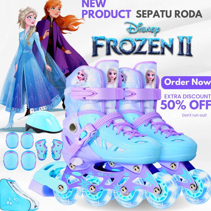 Sepatu Roda Frozen anak perempuan 100% Original Disney Full Set