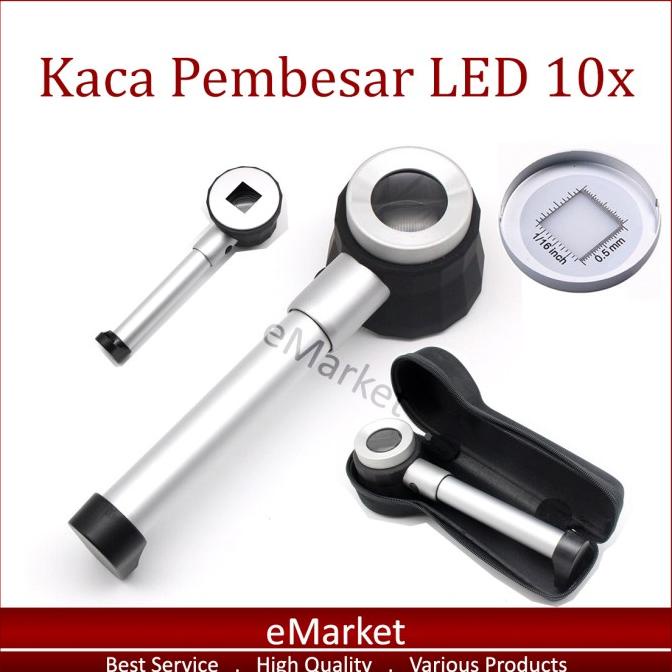 

Kaca Pembesar LED 10x / Lampu Lup Lensa Magnifier Handheld / Membaca