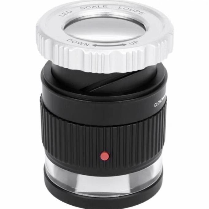 

Kaca pembesar loop logam 30x 3 led uv ultraviolet milimeter