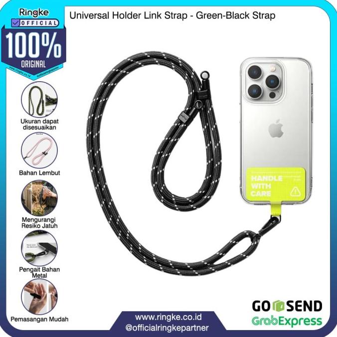 

Ringke Holder Link Strap Green-Black Strap Alat Gantungan Tali HP