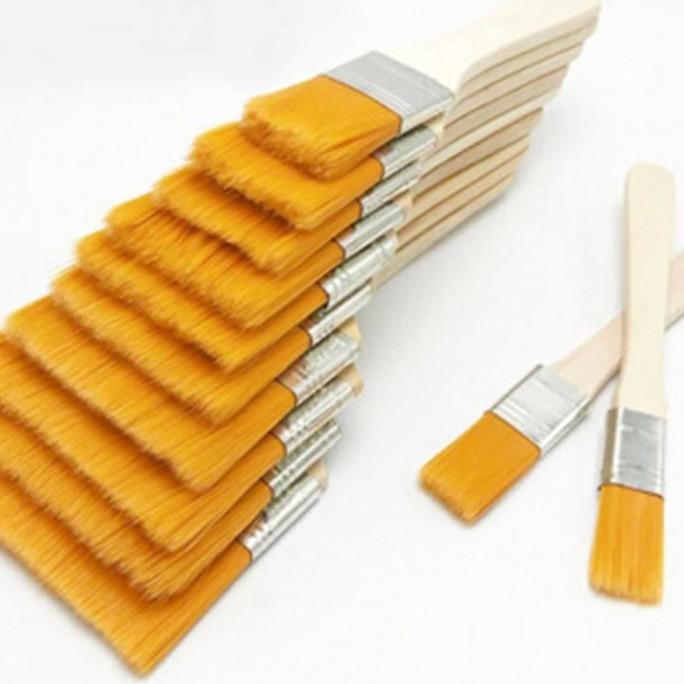 

12Pcs Kuas Lukis Lebar Gagang Kayu Nylon Flat Painting Brush Kualitas Premium