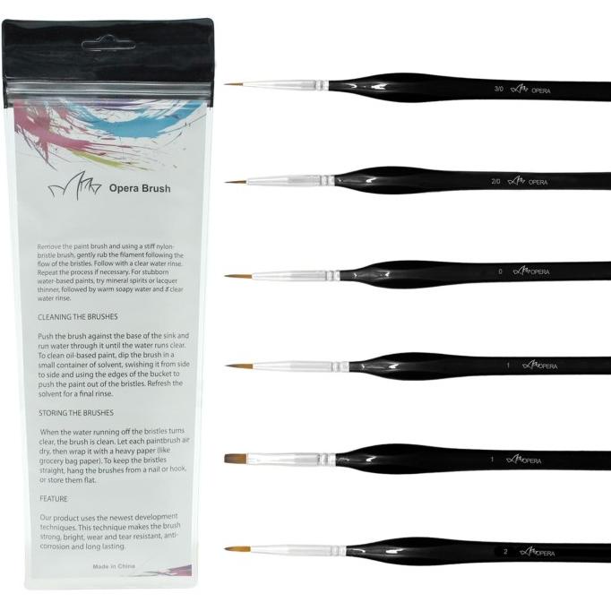 

Opera Micro Detail Paint Brush Set, 6 Tiny Professional Brush Kualitas Premium