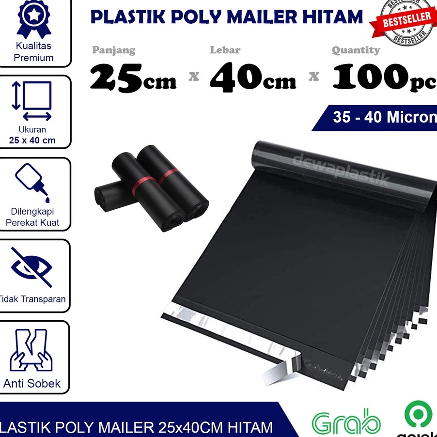 

CFNJ2560 Stok terbaru Plastik Packaging Poly Mailer Hitam Glossy 25x40 cm Isi 100pcs Amplop Kemasan Polymailer LDPE 35-40 Micron 25 x 40 cm Plastik Packing Isi 100 Pcs Kantong Plastik Olshop 40 Micron 25 x 40cm