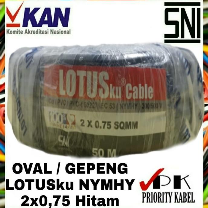 Kabel Lotusku Oval Gepeng Nymhy 2X0,75 2X0.75 50 Meter (50M) Lotus