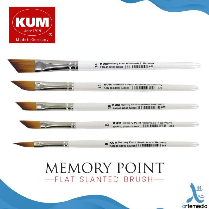 

Kuas Lukis Kum Memory Point Flat Slanted Synthetic Brush Short Handle Kualitas Premium