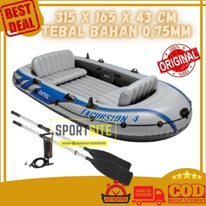 Perahu Karet Intex Excursion Set 4 Orang Mancing Outdoor Murah