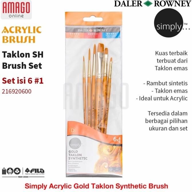 

Daler-Rowney - Simply Acrylic Gold Taklon Brush Set 6 Pcs - Seri 1 Dijamin Puas