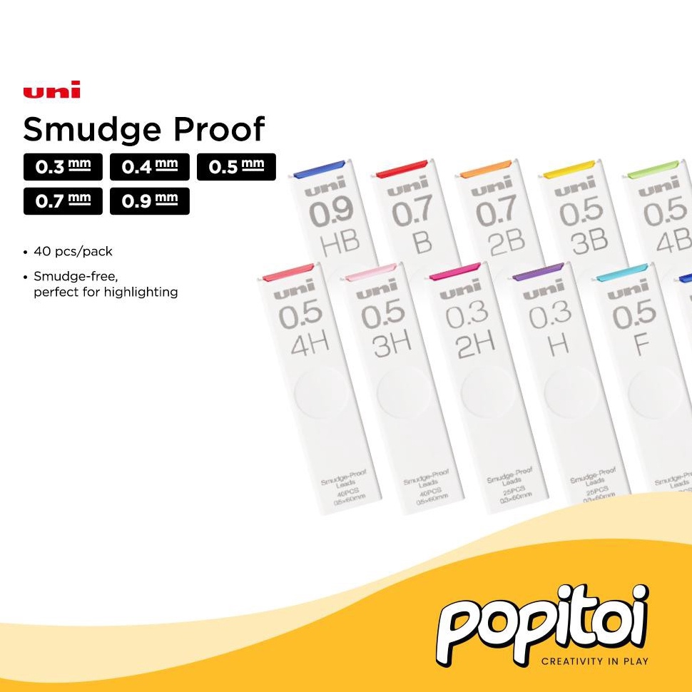 

Best Terlaris Uni Nano Dia SMUDGE PROOF Lead REFILL 0.3 0.5 0.7 0.9 mm isi pensil mekanik SAC