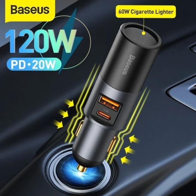 120W Fast Car Charger Mobil Port Rokok cigar Cigarette Lighter Power