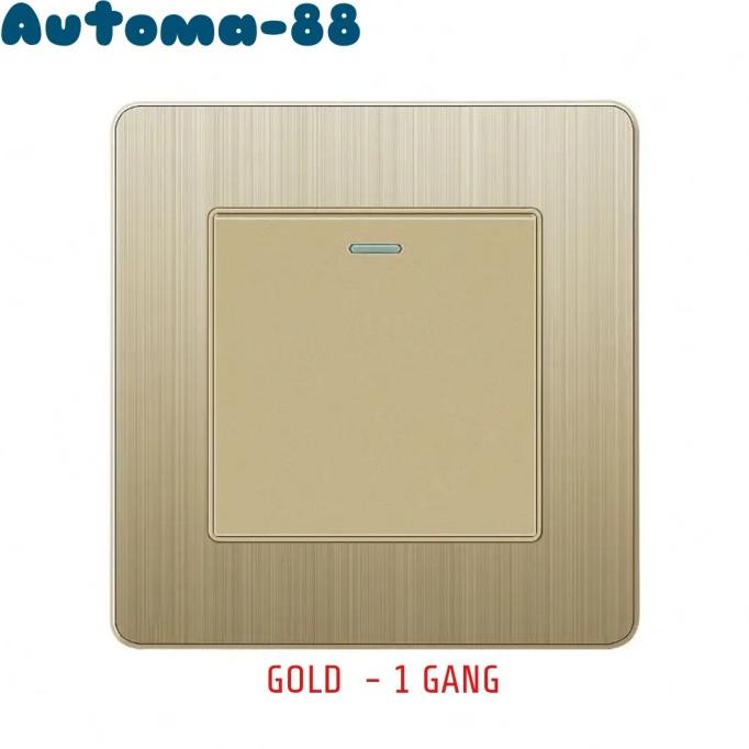 Saklar Lampu Rumah Engkel Seri 1 2 gang tombol Artistik Minimalis Gold