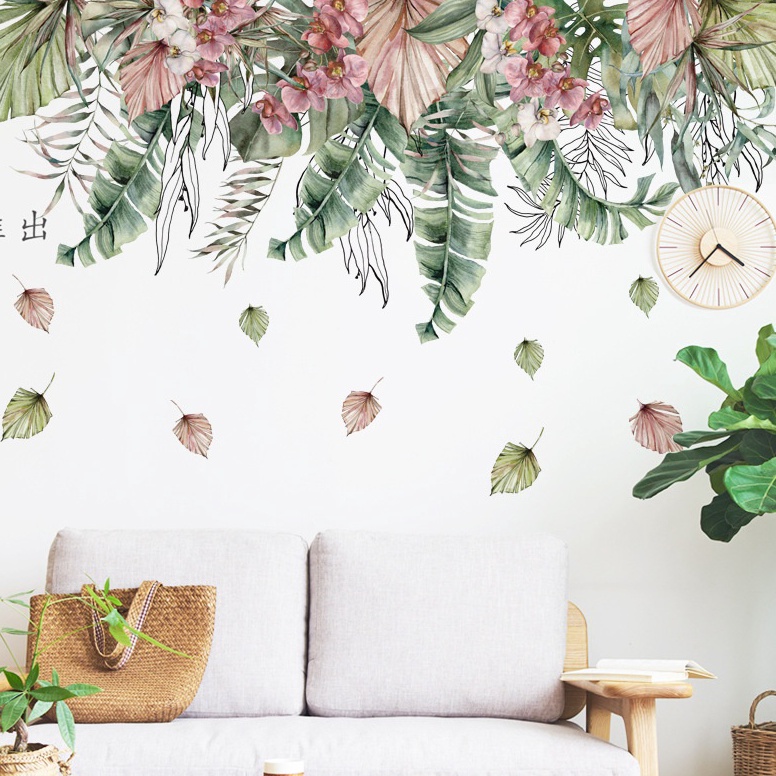 PALING DICARI walpaper wallstiker bunga rambat salur warna warni dekorasi wallpaper & stiker dinding