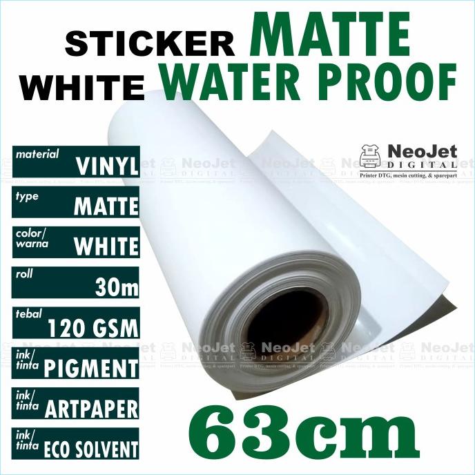 

Stiker Sticker Vinyl Matte Inkjet Waterproof Doff Doft Mate 63cm Putih
