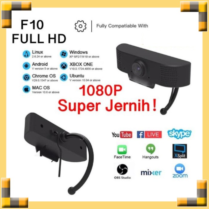 Webcam Kamera Laptop Pc F10 Full Hd Webcam 1080P With Microphone Web cam 1080P WEB-FC