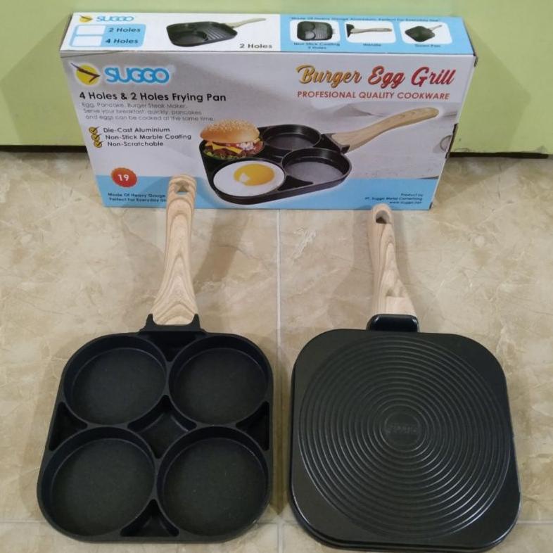 Burger Egg Grill Frying Pan 4 Lubang Suggo promo