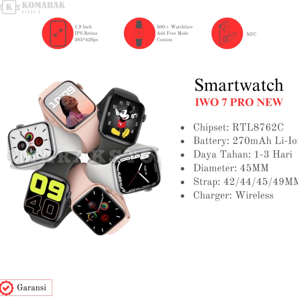 Tren Kekinian..!! Smartwatch IWO 7 PRO NEW Komarakstore