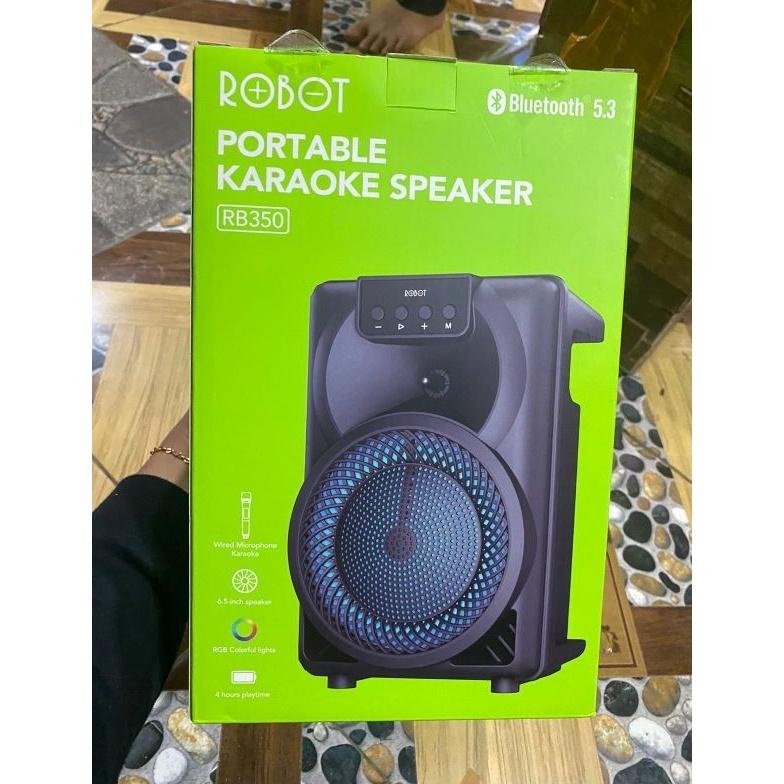SIAP KIRIM SOUND SPEAKER SPEKER ROBOT RB350 SPEAKER PORTABEL  BLUETOOTH 5.3 KARAOKE WITH MICROPHONE 