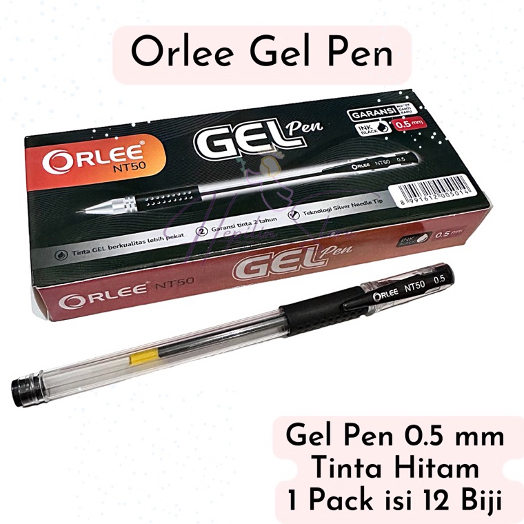 

Laris-ORLEE NT50 Gel Pen 0.5 mm 1 Pack 12 Biji / Pulpen Gel Hitam murah / Ballpoint Gel