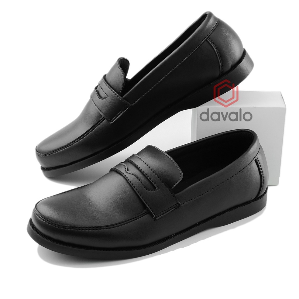 Ready✅davalo Sepatu Loafers Pria Formal Kerja Kasual Loafer Hitam♀