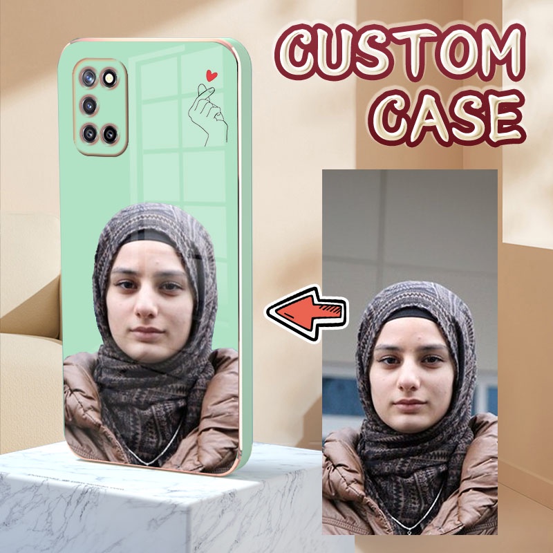 CUSTOM CASE untuk oppo a52 a53 a54 a55 a56 a57 2020 a53s a54s a57e a57s 4g 5g Square edge Golden Chr