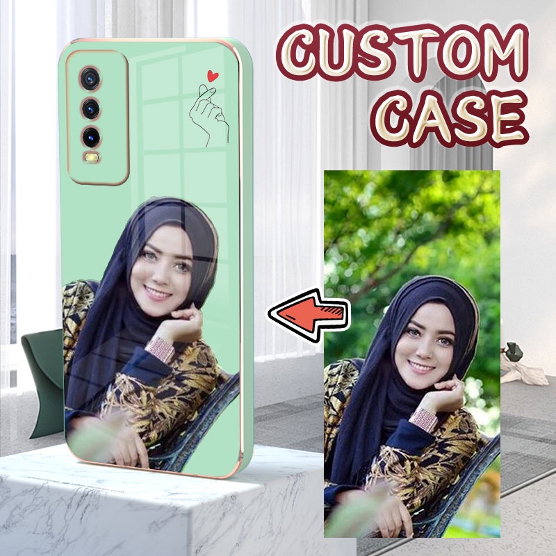 CUSTOM CASE untuk vivo y22s y21 y20 y21t y21s y21a y20s Square edge Golden Chromic CASING Bisa Pakai